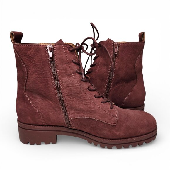 Lucky Brand Haddley Wine Red Combat Lace Up Boots 10M - Picture 5 of 11